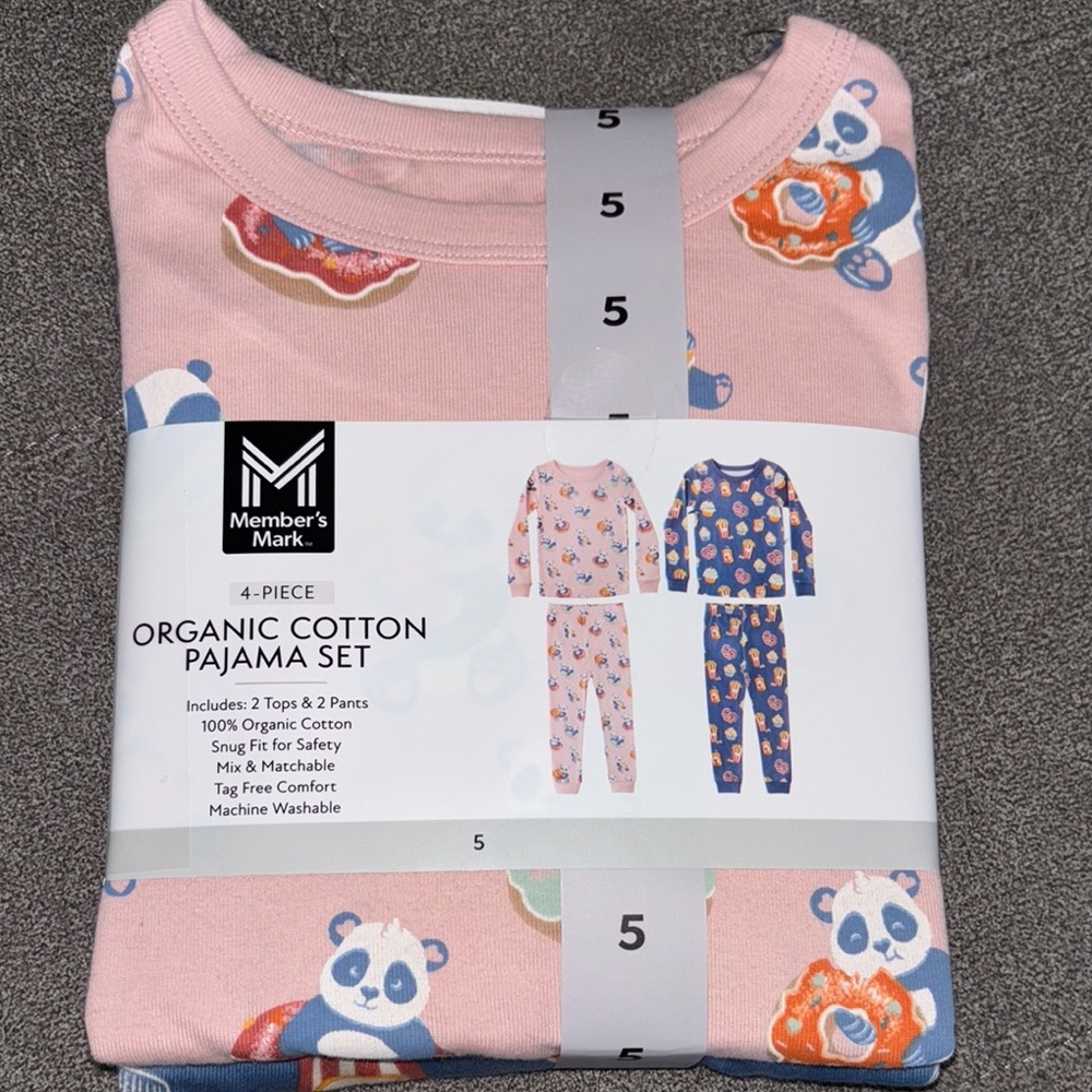🌴Member’s Mark Organic Cotton Kids Pajama Set Size 5T